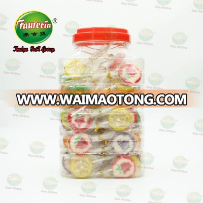 Hand-made Fruit Pattern Round Flat Lollipop